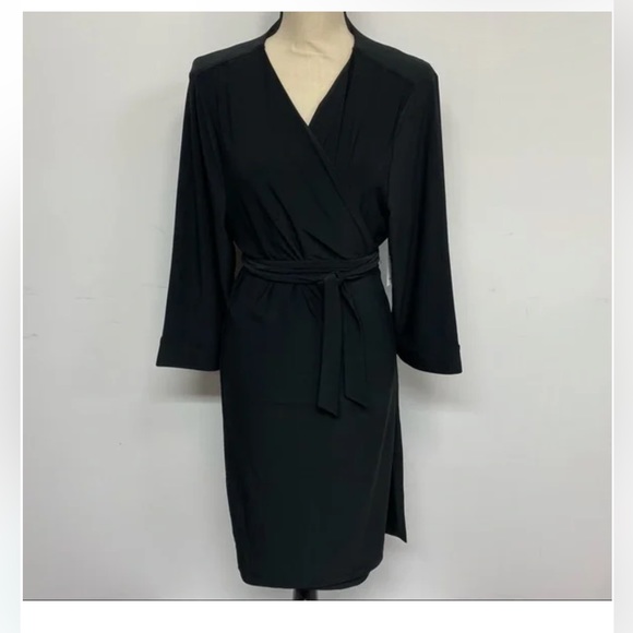 Remade - Black Cross-Over Wrap Dress - 3x - Picture 2 of 6